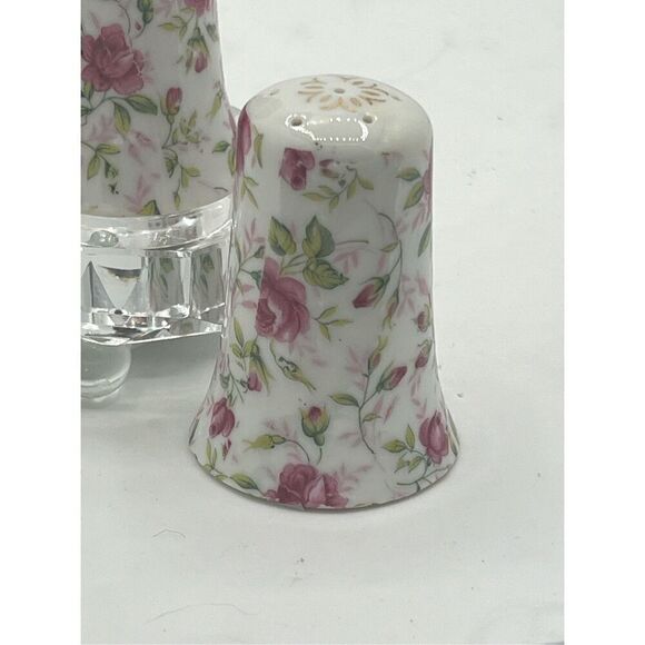 Lefton Salt and Pepper Shakers Rose Chintz 665R Vintage 1944-1955 Collectible - Picture 3 of 4